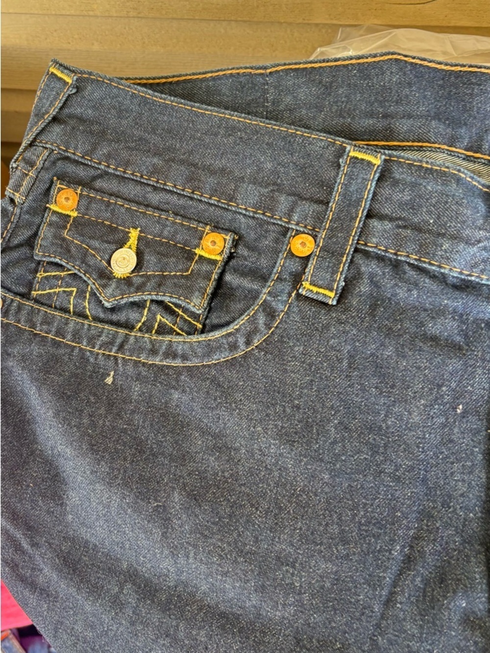 Men ‘s True Religion Dark Wash Denim Jeans Straight with Contrast Stitching - Picture 5 of 14